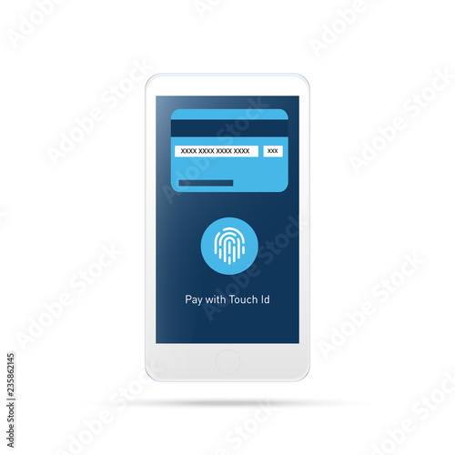 mobile payment ,payment touch id.Payment mobile icon.Isolated on white