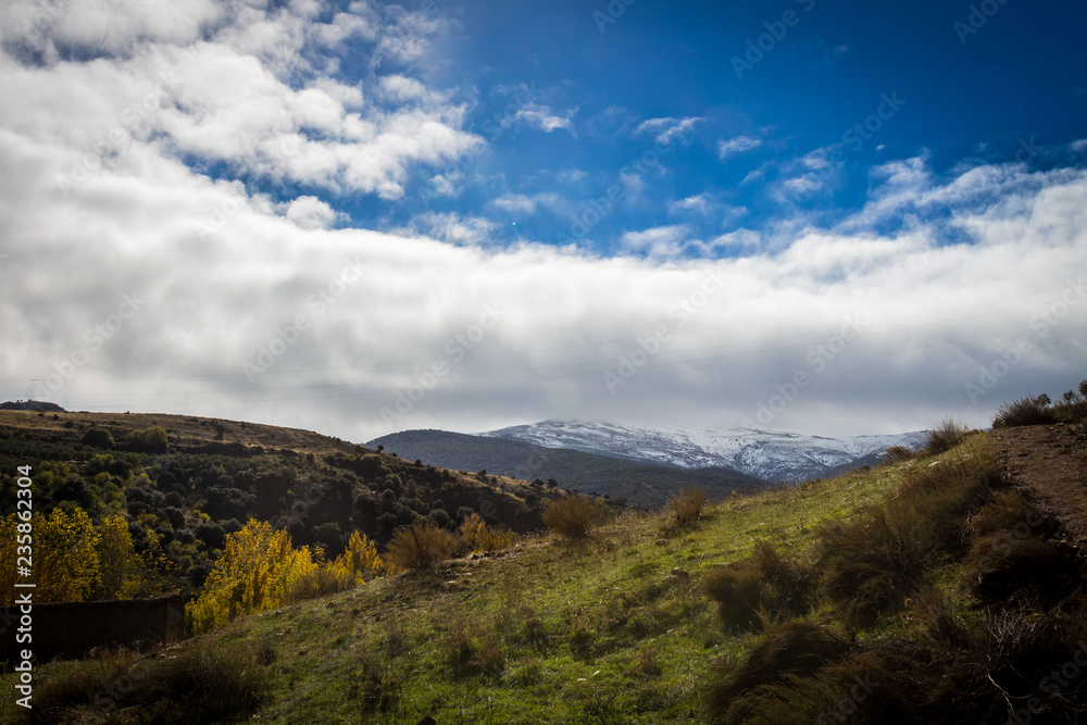 Granada, Spain; November 07, 2018: Forest of Granada called the Enchanted Forest or Route of the Dehesa del Camarate in autumn