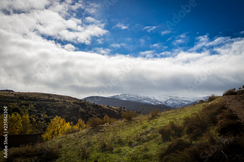 Granada, Spain; November 07, 2018: Forest of Granada called the Enchanted Forest or Route of the Dehesa del Camarate in autumn