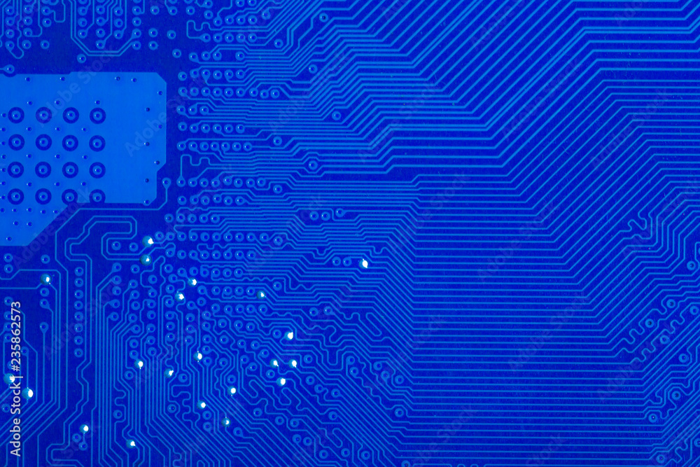 Circuit board with blue background