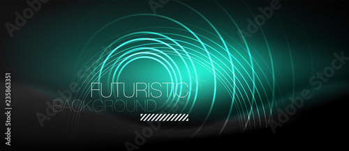Dark abstract background with glowing neon circles