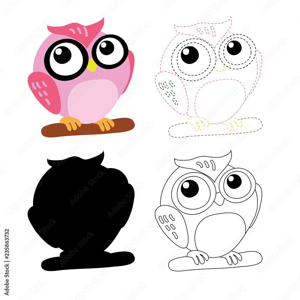owl worksheet vector design for kid owl worksheet vector design for kid
