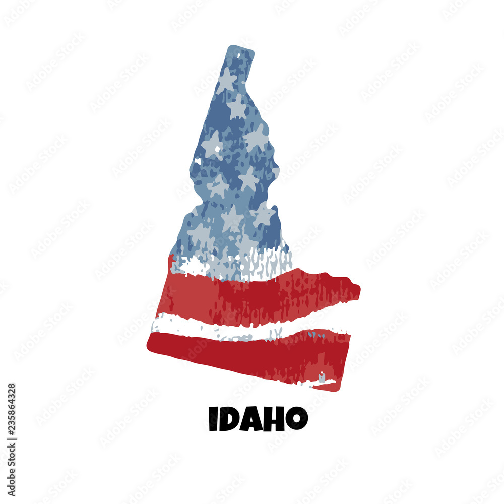 State of Idaho. United States Of America. Vector illustration. Watercolor texture of USA flag. State of Idaho. United States Of America. Vector illustration. Watercolor texture of USA flag.