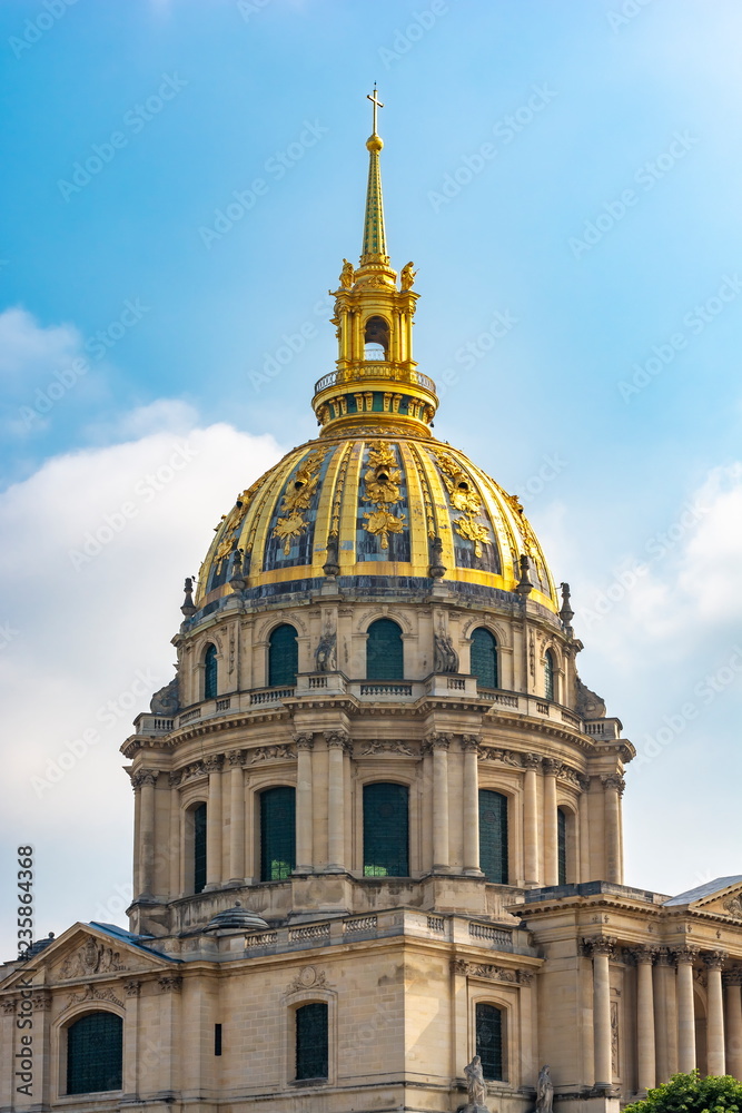 Les Invalides (National Residence of the Invalids) dome in Paris, France