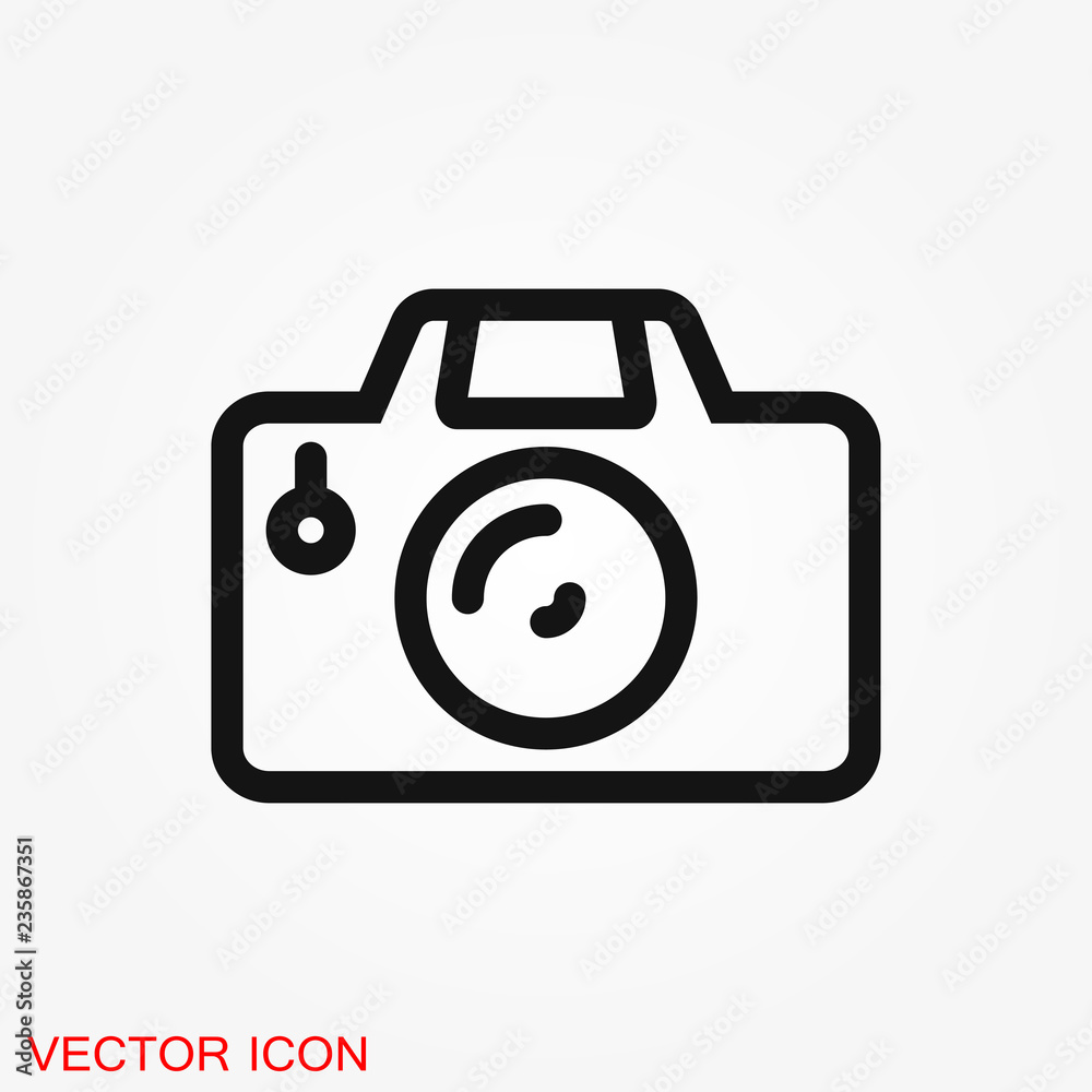 Camera Icon in flat style isolated on background Camera Icon in flat style isolated on background