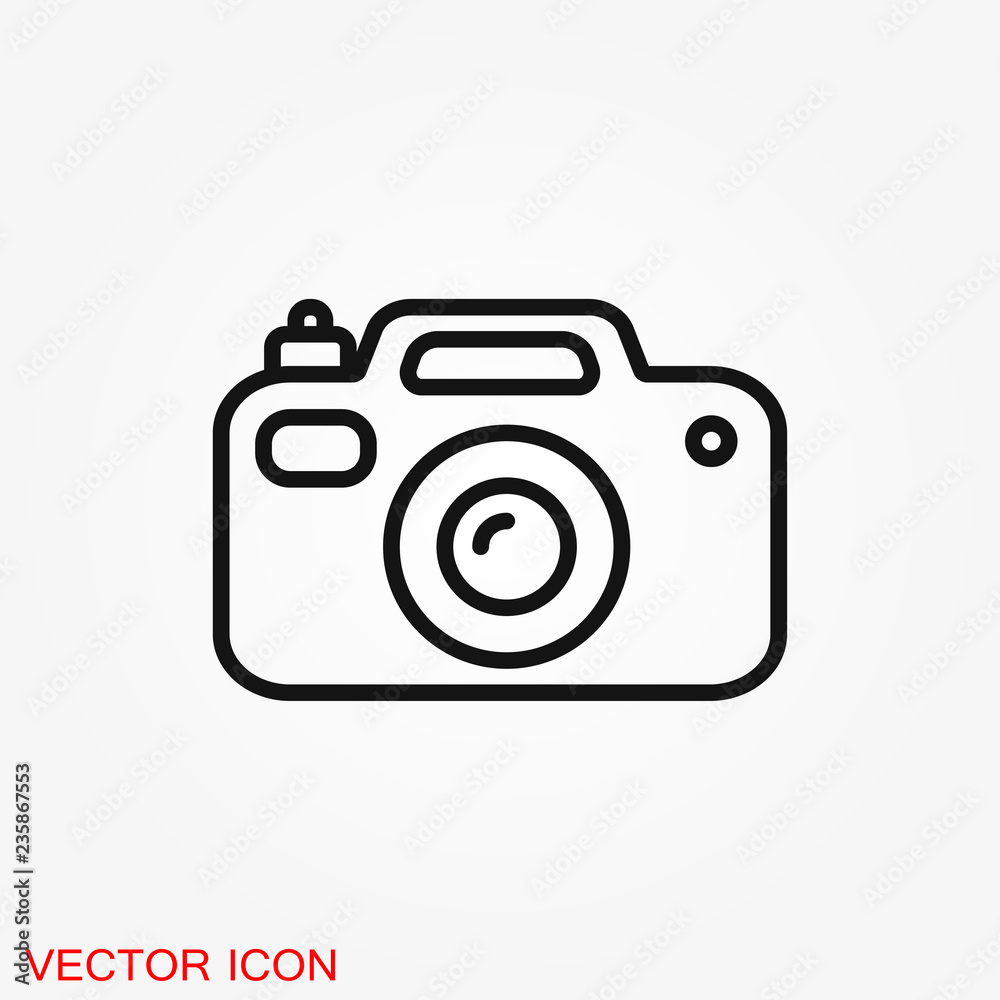 Camera Icon in flat style isolated on background Camera Icon in flat style isolated on background