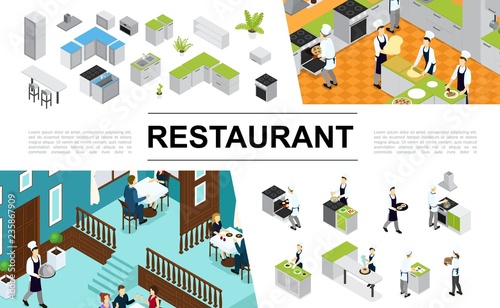 Isometric Restaurant Elements Collection