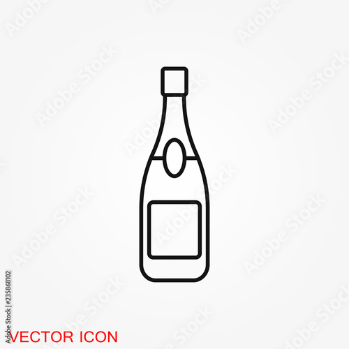 Champagne vector icon, celebration concept icon on background