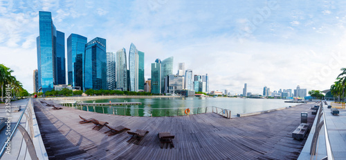 Photography Hight modern building with relax chair in city, panorama view