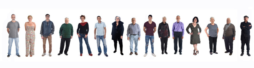 large group of people on white