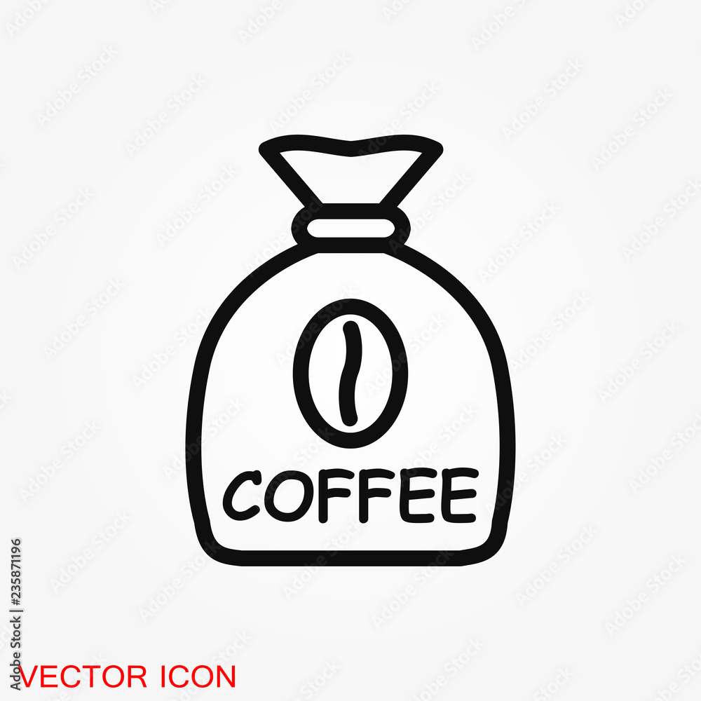 Obraz premium Coffee bean icon. Flat vector illustration isolated on background.