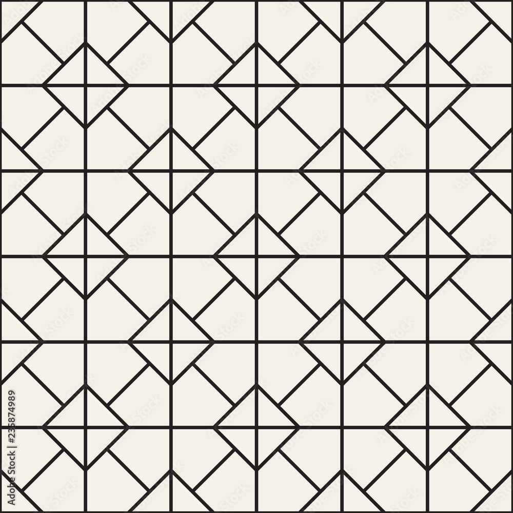 Vector seamless pattern. Repeating geometric rhombus tiles. Monochrome thin line design.