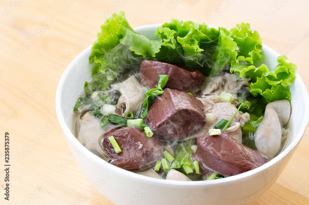 Boiled blood pork soup, Asian food Boiled blood pork soup, Asian food