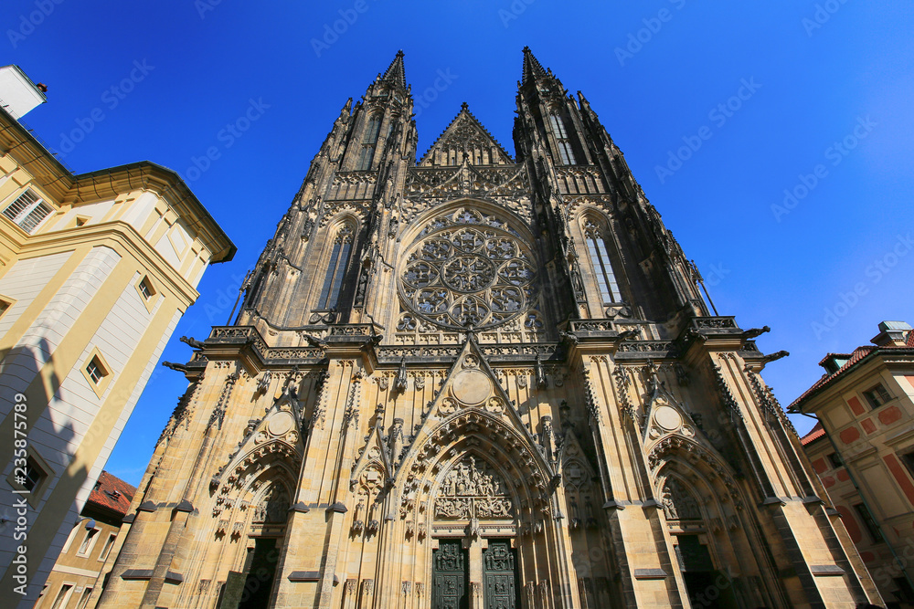 Prague, Czech Republic, September 20, 2018. Gothic Catholic Cathedral of St. Vito in Prague Castle