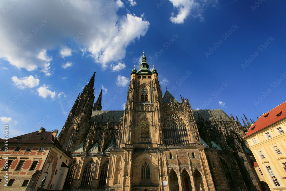 Prague, Czech Republic, St. Vitus Cathedral on the territory of Prague Castle.