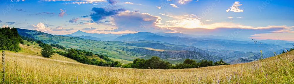Sunset in mountains panorama Sunset in mountains panorama