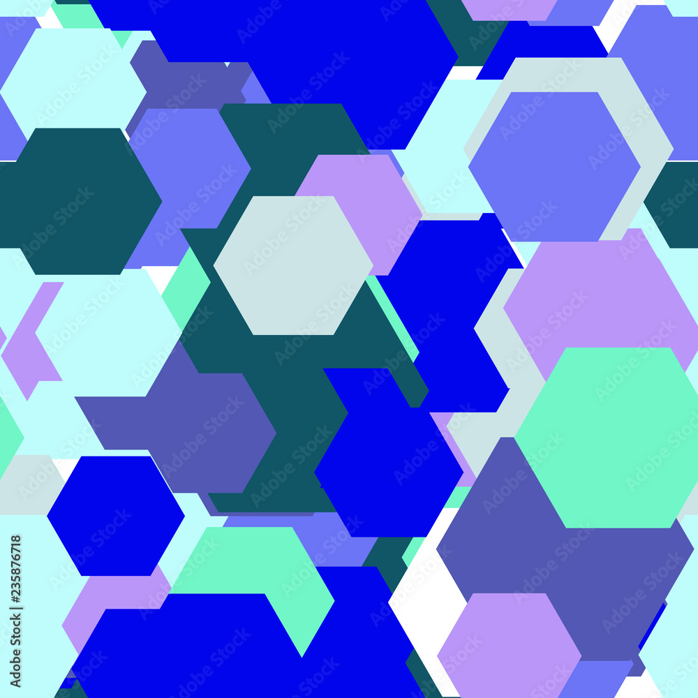 Seamless vector EPS 10 pattern. Ornament with hexagones.