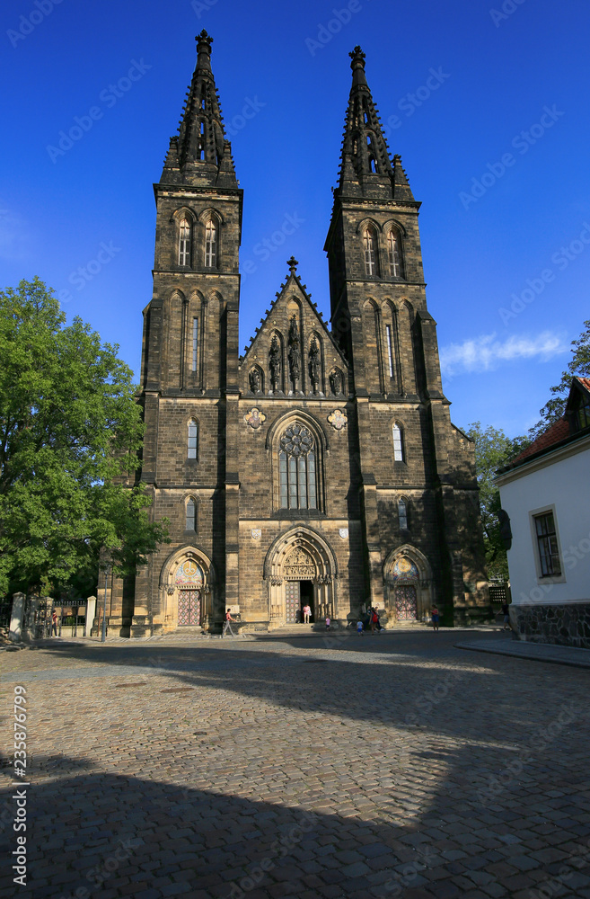 Prague, Czech Republic, September 19, 2018. The Basilica of Saints Peter and Paul in Vysehrad