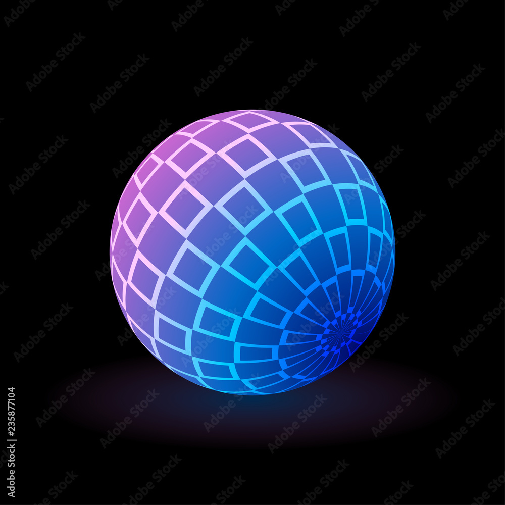Obraz premium Multi-colored sphere in space. Vector ball with shadow. Bright background. Vector illustration.