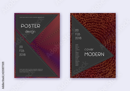 Black cover design template set. Orange abstract l