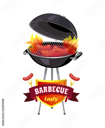 Barbecue Tasty Brazier Set Vector Illustration