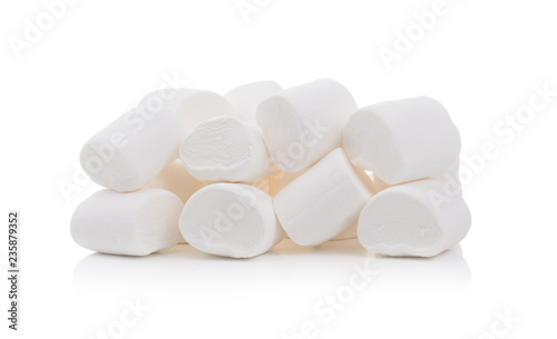 Group of tasty white marshmallows isolated on white background