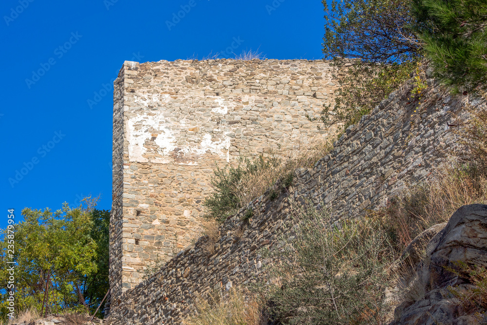 The Architecture of Kavala - Detail. Part of the fortress wall built into a rock. Greece.