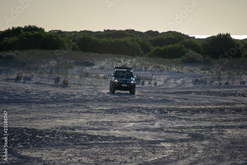 Landscape of Lancelin cars riding over the dunes