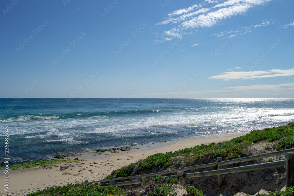 Landscape of a beach in a sunny and windy day