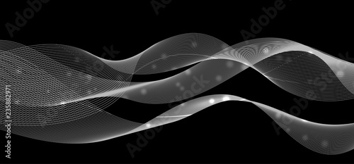 Stylized wave background. Design of lines a wave. Digital equalizer frequency. 3D rendering.