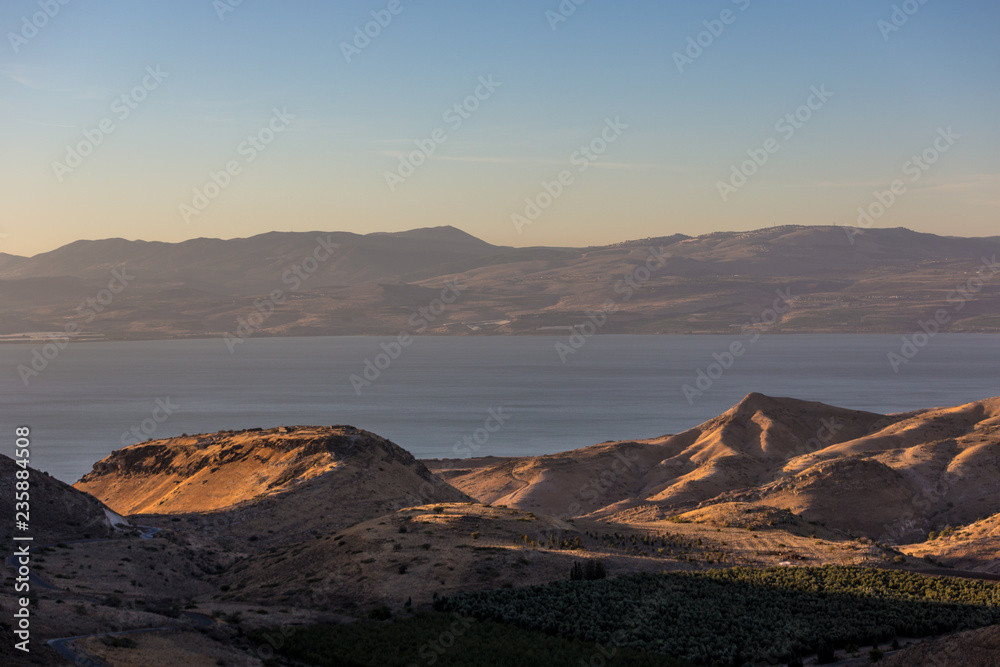 The Galileia sea seen a later afternoon light in Israel