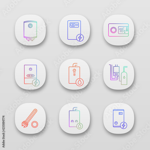 Heating app icons set © bsd studio