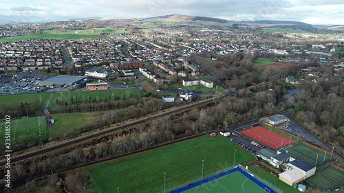 Aerial image over the town of Milngavie  Glasgow  Scotland.