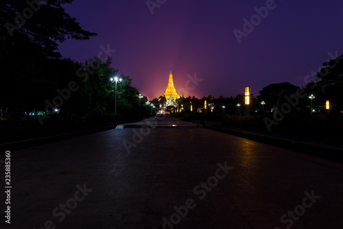 Shwedagon pagoda by night from People's park, Yangon, Myanmar.