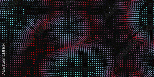 Vector colorful field visualization of forces. Magnetic or gravitational fluctuations chart. Science backdrop with a matrix of arows with magnitude and direction. Flow representation. Interaction.
