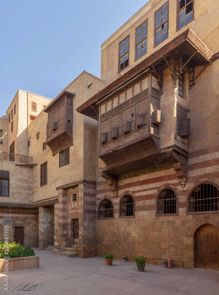 Courtyard of El Razzaz House, a Mamluk era historic house located at Darb Al-Ahmar district, Old Cairo, Egypt