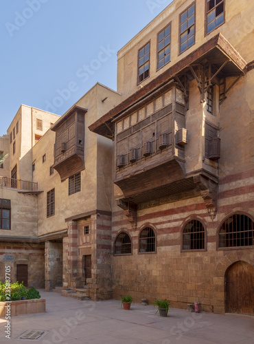 Courtyard of El Razzaz House, a Mamluk era historic house located at Darb Al-Ahmar district, Old Cairo, Egypt