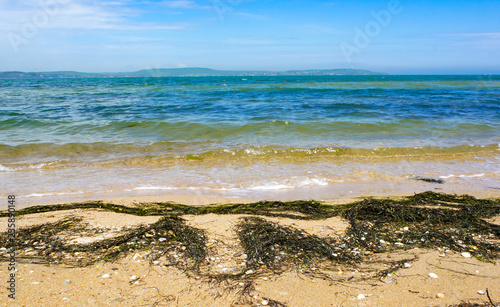 Seascape with the coastline of the Azov sea.