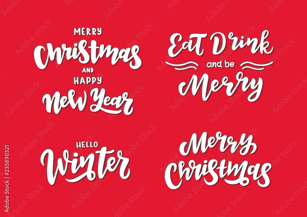 Merry Christmas Lettering Design Set