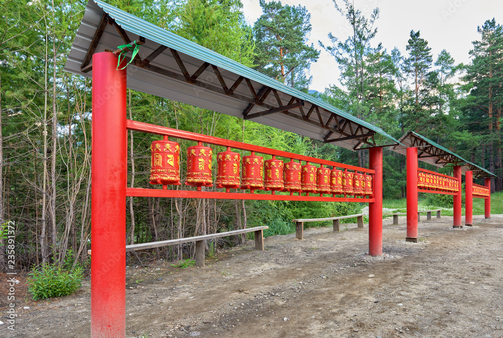 Prayer wheel. Tibetan Buddhist tradition