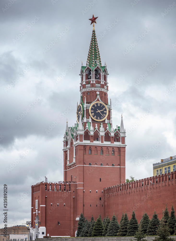 Kremlin Spasskaya Tower at Red Square in Moscow Kremlin Spasskaya Tower at Red Square in Moscow