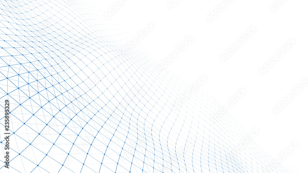 Wave of particles on white background. Abstract interlacing lines and points. Digital connection of elements. Imitation waves. Wave of particles on white background. Abstract interlacing lines and points. Digital connection of elements. Imitation waves.