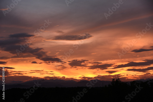 Beautiful evening Sunset Mountain Tropical countries Asia