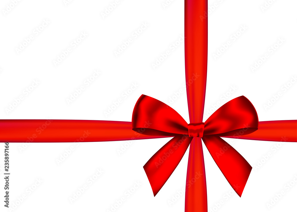 Red realistic gift bow with horizontal ribbon. Red realistic gift bow with horizontal ribbon.