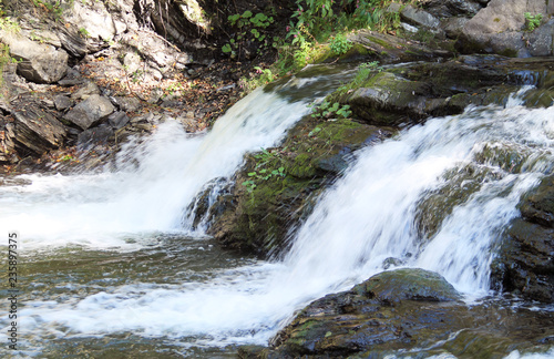 small waterfalls on wild Ostravice river  Czech Republic