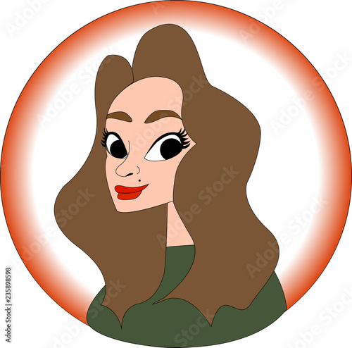 Girl portrait in cartoon style, illustration vector EPS10