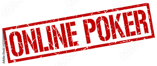 online poker red grunge square vintage rubber stamp