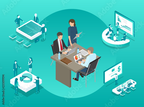 Meeting of Worker and Boss Vector Illustration