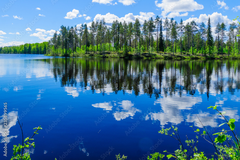 Landscape of lakes and reflections in Lapland Landscape of lakes and reflections in Lapland