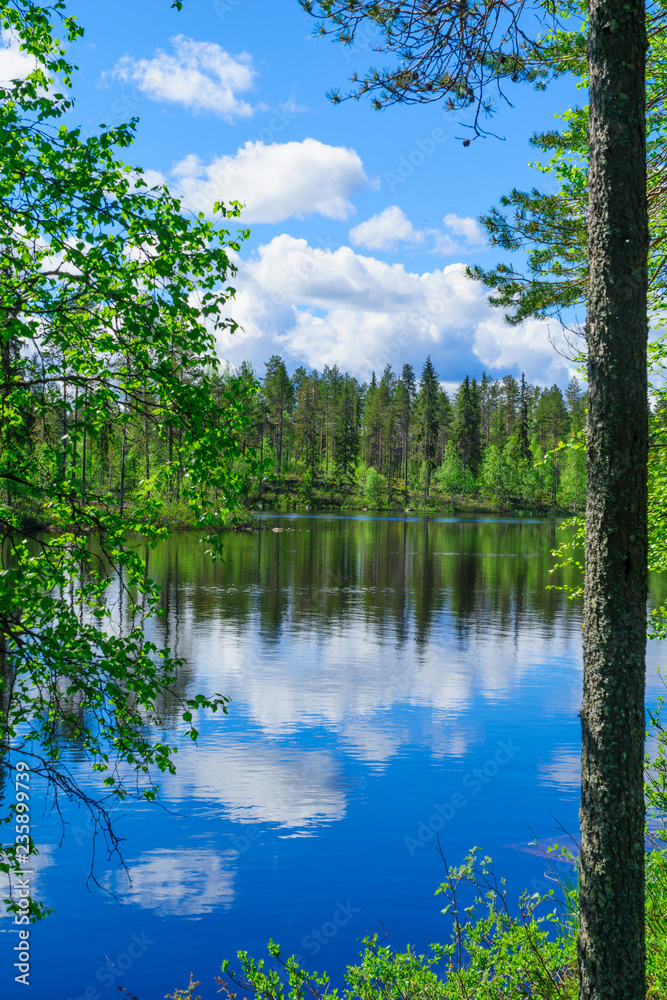 Landscape of lakes and reflections in Lapland Landscape of lakes and reflections in Lapland